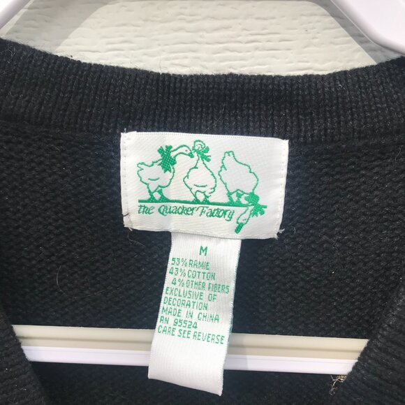 Quacker Factory Black Button Up Christmas Snowman Vest Medium - Picture 3 of 3